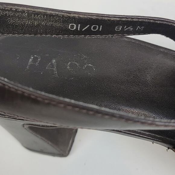 Bass Womens‎ Shoes Size 8.5 Brown Y2K Block Heel Sling Back Closed Square Toe - Picture 5 of 9